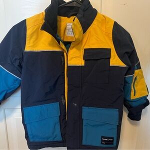 Polarn O. Pyret Navy and Yellow Kids Puffer Jacket